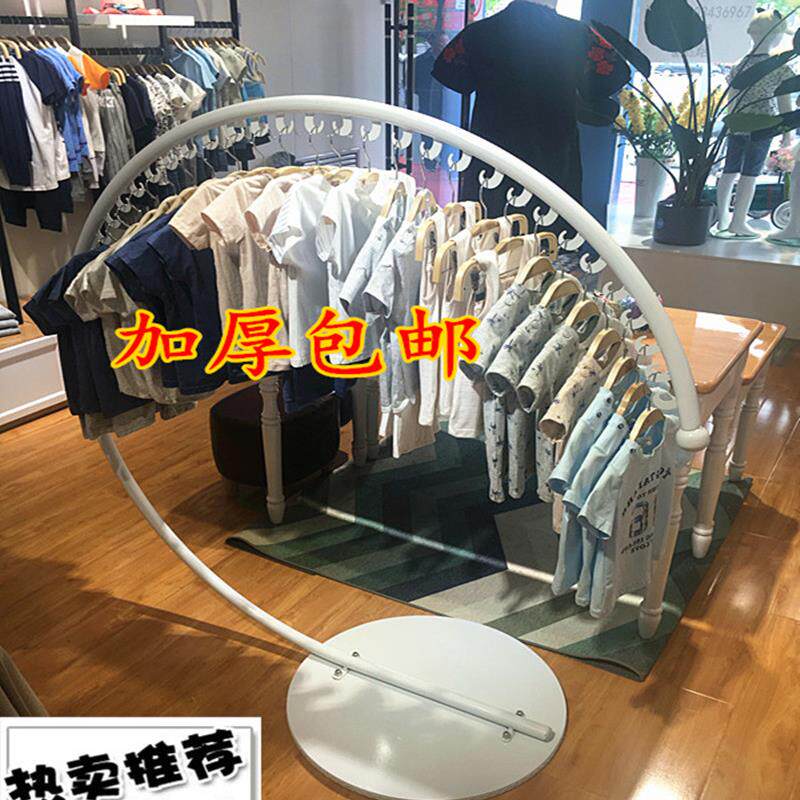 铁艺大C落地展示架+服装店挂衣架黑色+金属材质中岛架选择