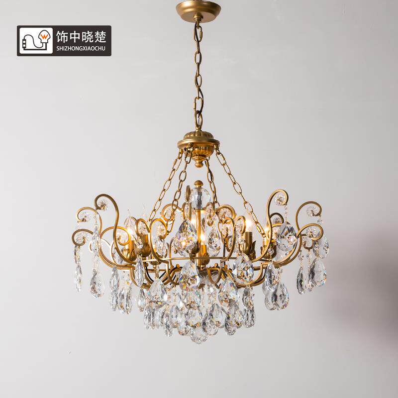 饰中晓楚+美式客厅水晶吊灯田园法式个性花篮别墅卧室餐厅灯具