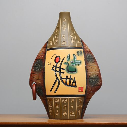 云南丽江少数民族特色手工纪念品装饰品陶瓷博古架玄关酒橱柜摆件