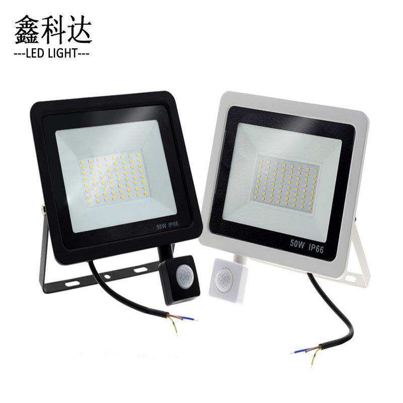 led感应小投光灯50W户外防水庭院楼道灯光控泛光灯
