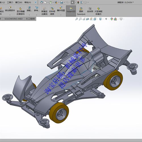 四驱赛车模型3D图纸sw2014设计三维玩具车图档素材【814】