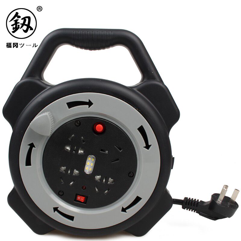 日本福冈 电线绕线器封闭式插座电缆卷线盘线轴拖线延长线插排釰