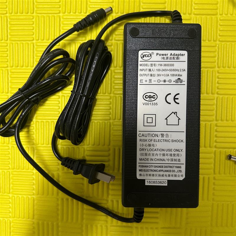 YW扬威36V3A双线电源适配器YW-3600300圆口108VAMax红+黑-充电器
