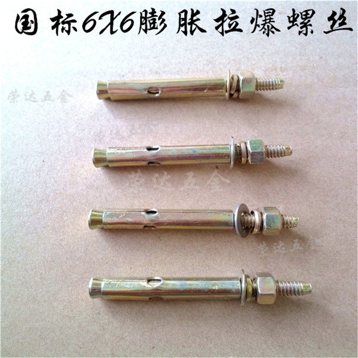国标铁膨胀螺栓M6*60膨胀螺丝金属拉爆冷轧钢上墙膨胀管10粒价l