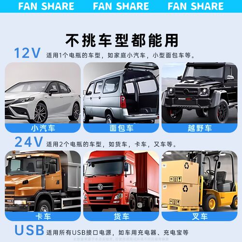 车载空调制冷小风扇汽车12v货车24v伏车用大风力驻车降温车内电扇