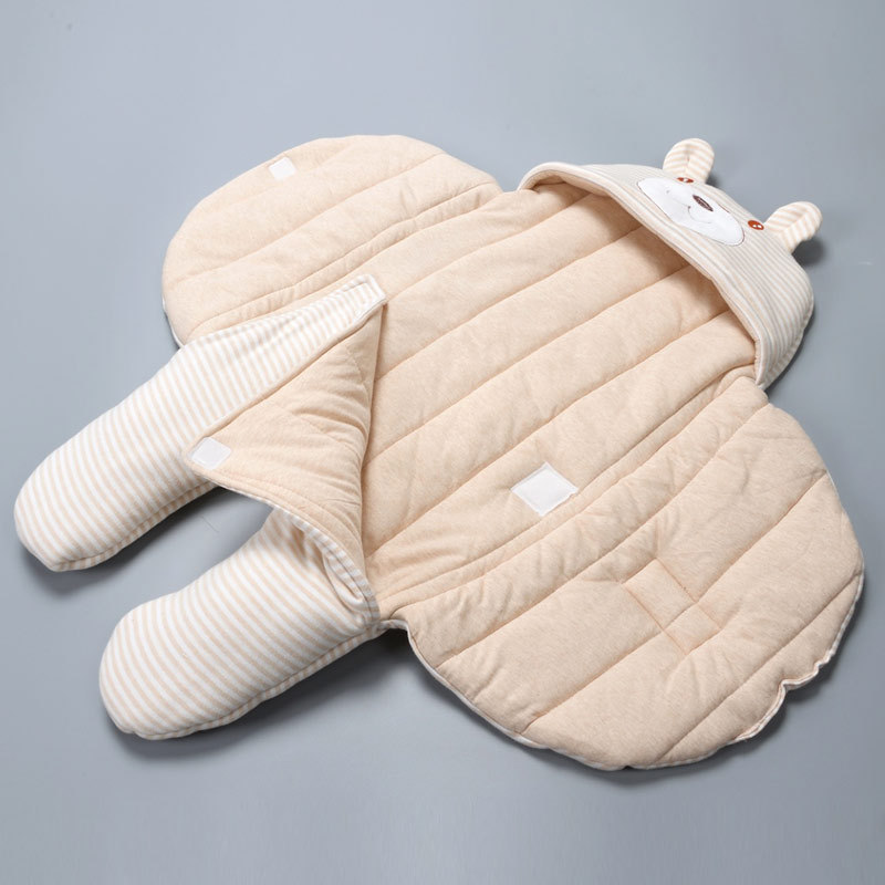 婴儿抱被宝宝防惊吓睡袋 新生儿春秋冬加厚襁褓初生彩棉防踢包被