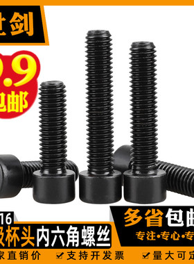 10M12M14M16 发黑GB70.1 8.8级杯头内六角螺丝螺栓圆柱高强度螺钉