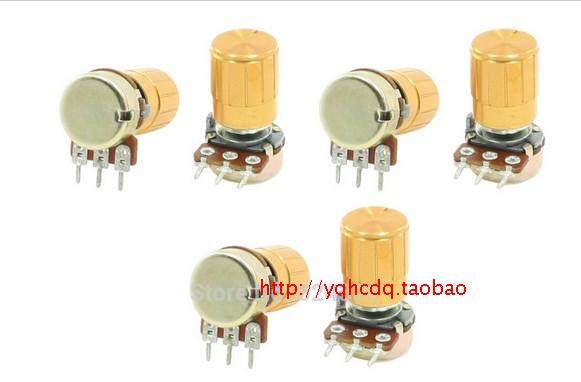 WH148电位器单联电位器B500欧 B1K B2K B5K B10K B20K B50K带旋钮 - 实物图