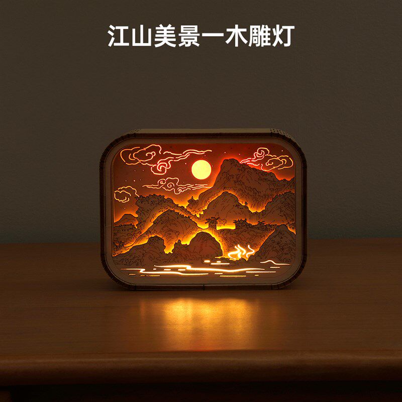 国潮文创纸雕灯创意礼品3d立体光影卧室礼物小夜灯旅游纪念品摆件