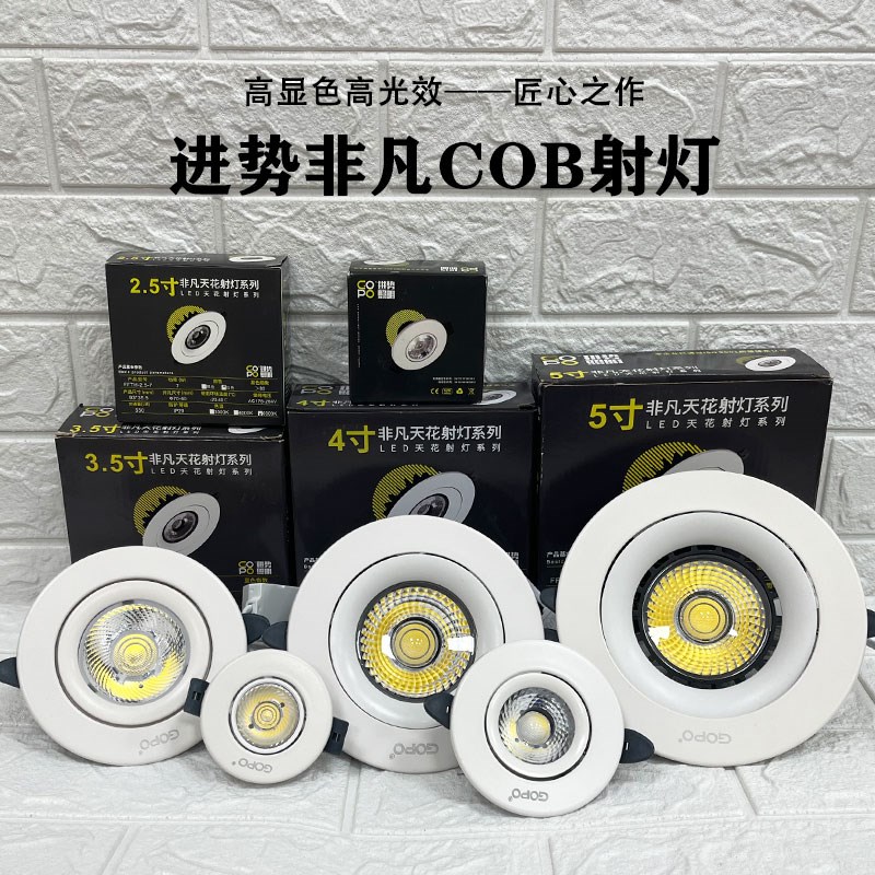 gopo进势照明射灯嵌入式COB牛眼灯非凡防炫目聚光可调角度天花灯图片