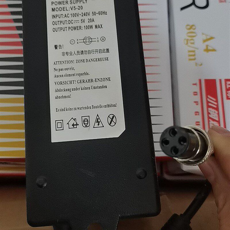 AC ADAPTER 5V20A手机屏蔽器电源V5-20适配器5V航空头四孔4针