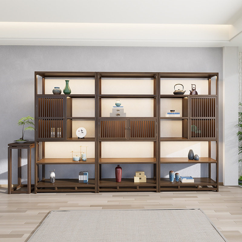 实木博古架新中式茶壶架子茶架茶叶架货架展台古董家具茶叶收纳柜