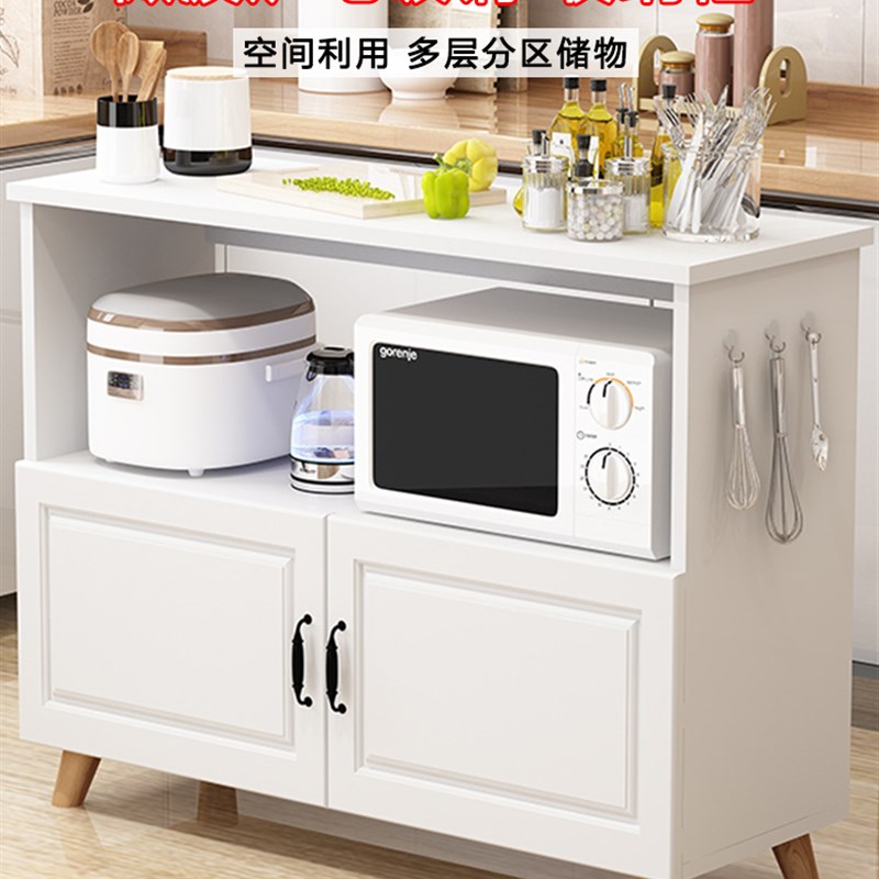 厨房置物架落地微波炉烤箱收纳柜切菜桌整体橱柜餐柜家用阳台收纳