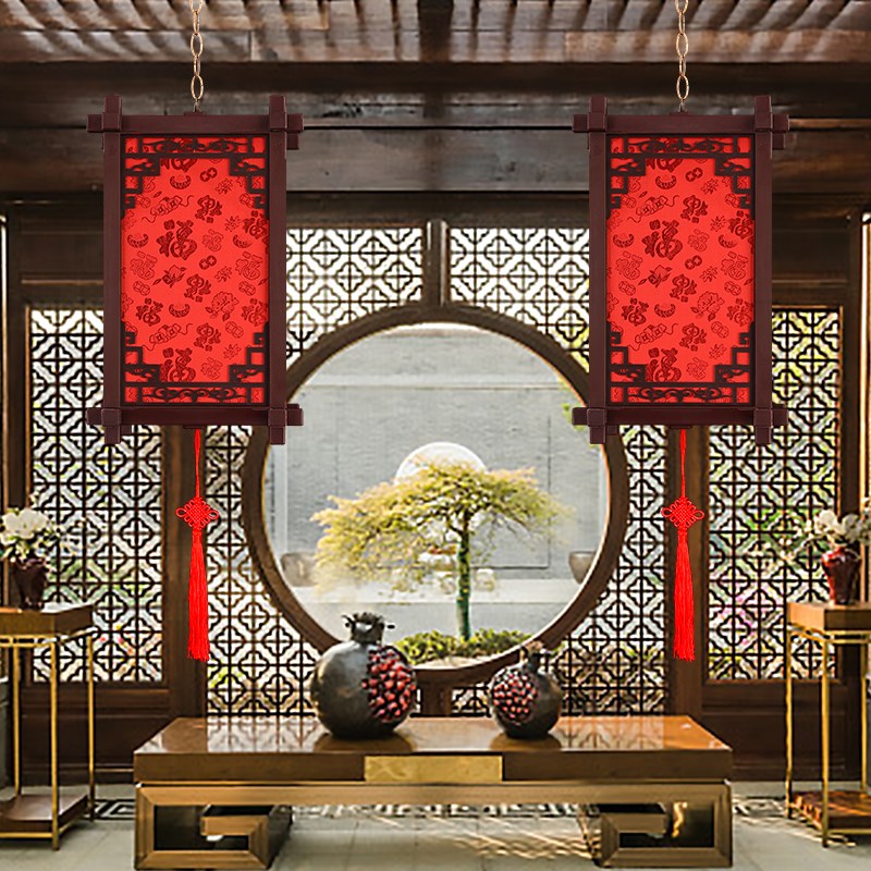 新年阳台灯笼户外中式仿古中国风灯笼吊灯定制酒店装饰印字红灯笼