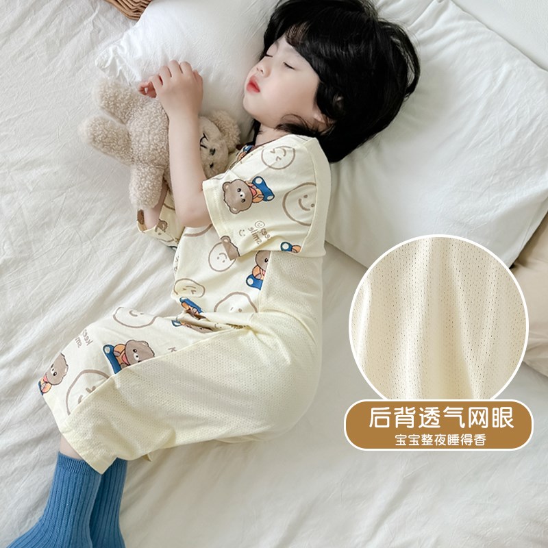 睡袋婴儿夏季薄款宝宝睡觉护肚子神器夏天防踢被儿童夏款连体睡衣