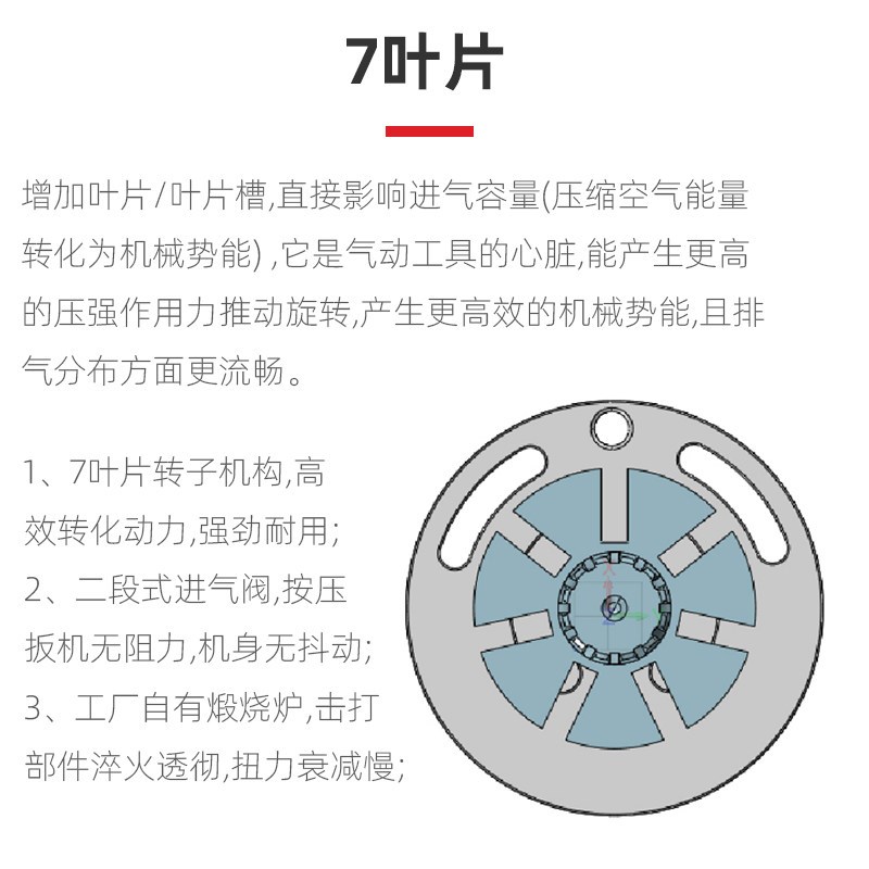 泰克气动扳手工业级补胎风炮大扭力强力型7叶片结构1/2汽修风炮机