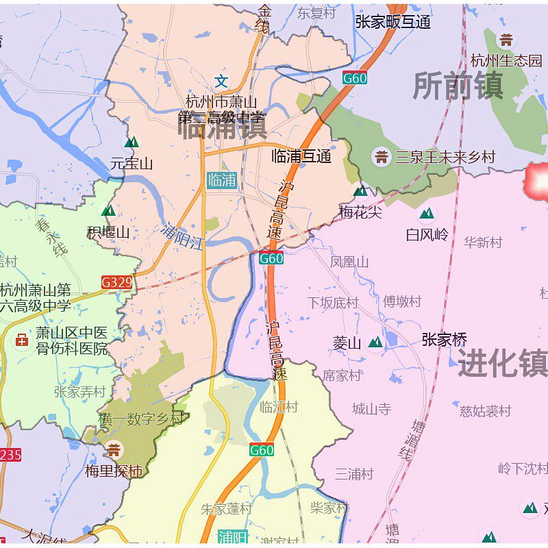 萧山区地图1.15m杭州市家用折叠高清办公室书房新款装饰画墙贴