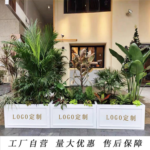 定制户外不锈钢花箱铁艺花架商业街外摆花坛广场隔断长方形花盆槽