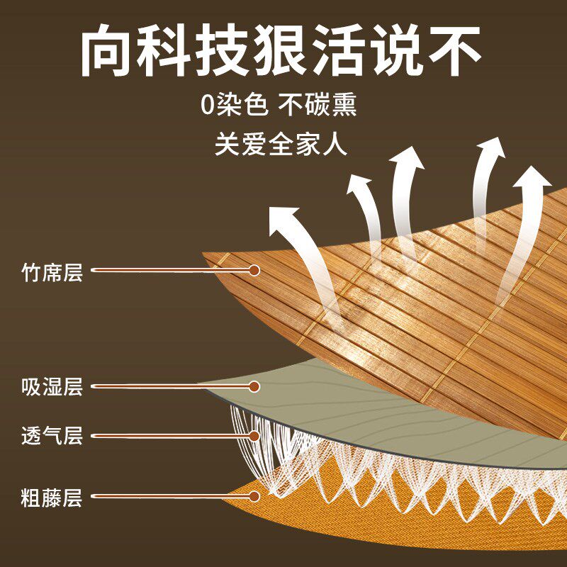 九竹堂加厚竹片直筒竹凉席老式宽竹席子可折叠大板传统老板竹藤席