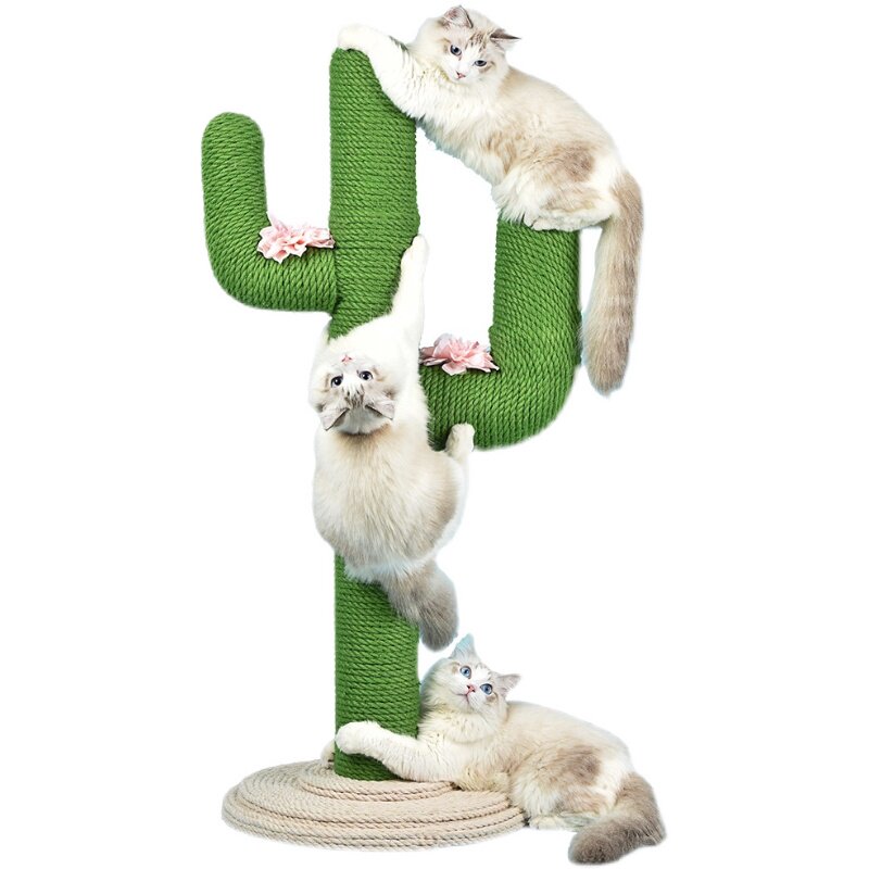 粉色仙人掌猫爬架猫咪磨爪利器剑麻绳猫爬柱跳台玩具立式猫抓板