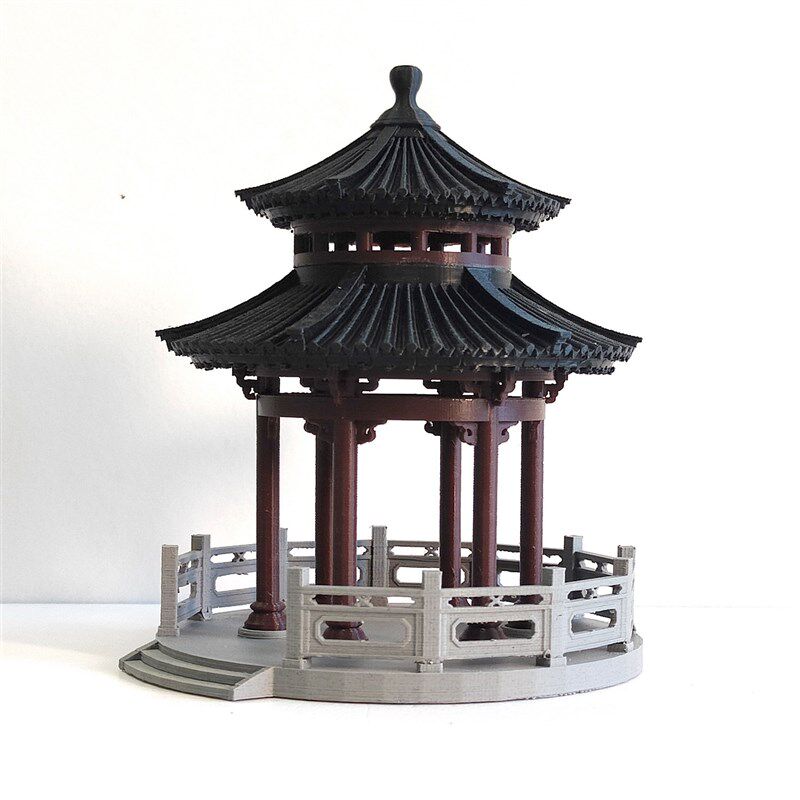 钰书房古建筑模型国风造景摆件鱼缸水陆缸盆景装饰凉亭3D打印配件