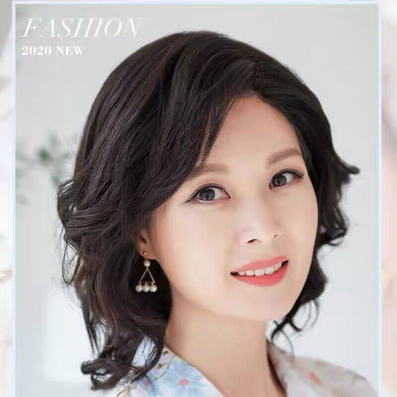 中老年假发中长发大波浪中长卷发真人发丝中老年女士妈妈发型自然