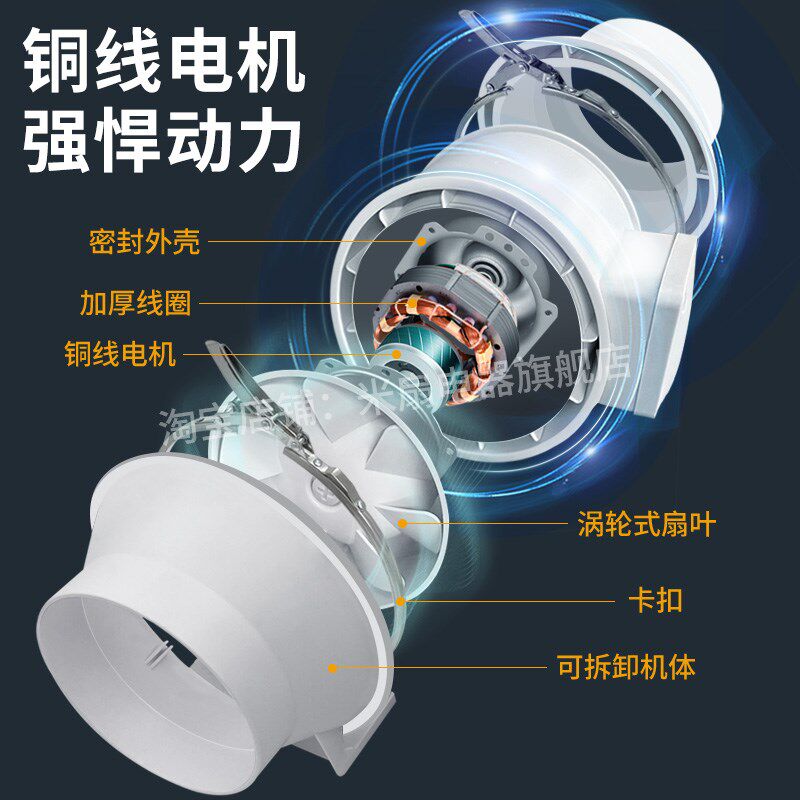 排气扇厨房抽油烟机家用强力排风扇管道大功率换气扇加大烟罩商用