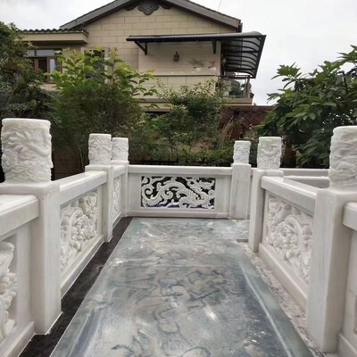 石雕旗台栏杆汉白玉升旗台围栏学校政府桥梁栏板拱桥中式庭院护栏