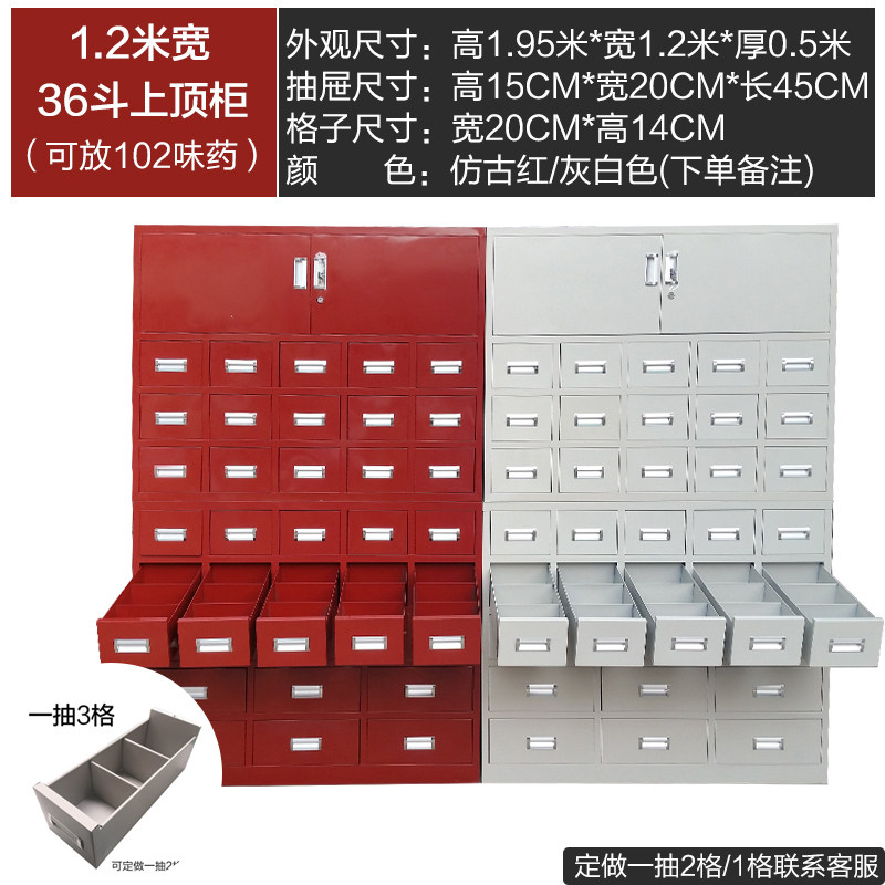 加厚钢制柜不锈钢橱中医百子草抽屉柜调剂台可定制