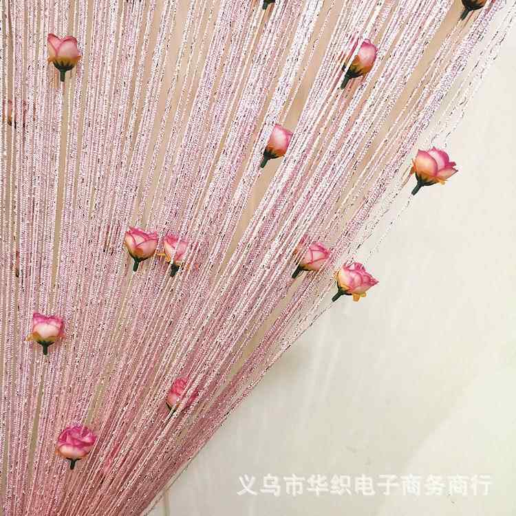 魔术贴玫瑰花线门帘线帘加密加粗流苏隔断装饰帘客厅橱窗子母贴