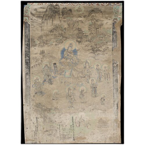 文殊普贤菩萨经变图榆林三窟西壁壁画高清微喷临摹学习画线稿装饰