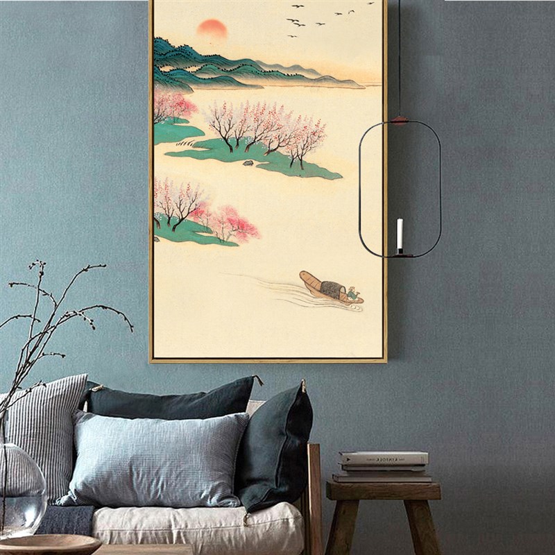 新中式山水意境装饰画走廊国画挂画禅意软装壁画仿古名家古代名画