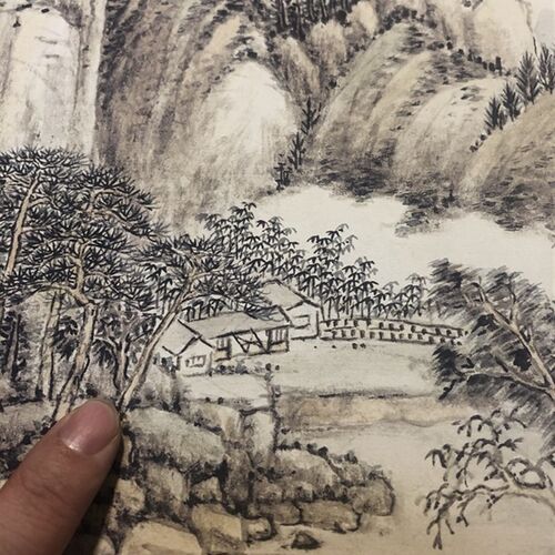 清方琮山水十册 高清复制微喷山水画装饰画国画临摹学习27.5X40