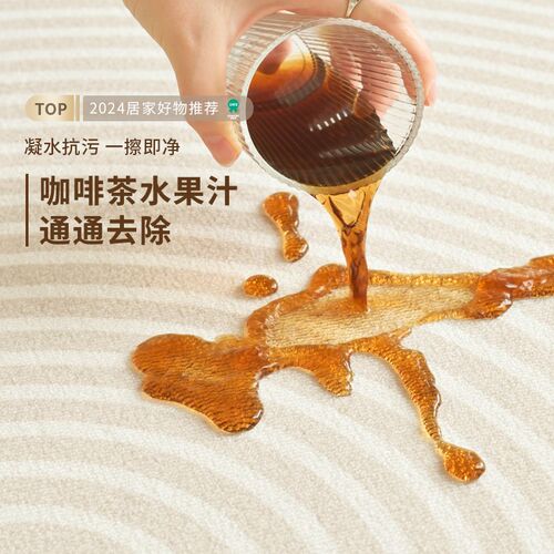 奶油风地毯客厅防水防污免洗可擦法式简约沙发茶几床边毯地垫卧室