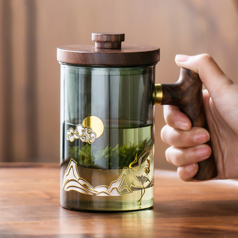 茶杯个人专用高档男士泡绿茶茶y杯泡茶杯水杯玻璃茶杯送礼物办公