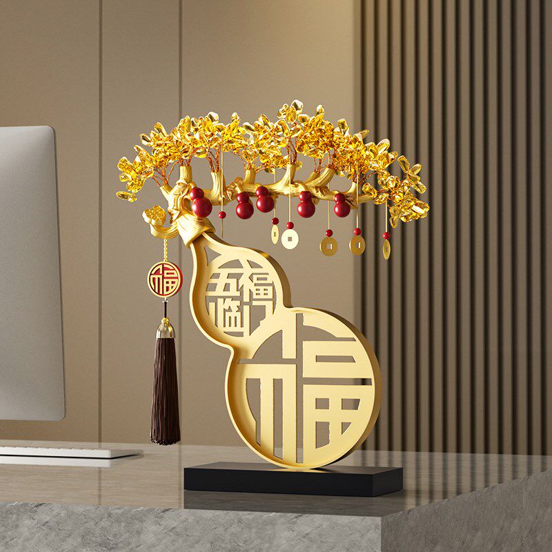 葫芦寓意摆件高级感轻奢水晶树乔迁新居礼物电视机玄关酒柜装饰品