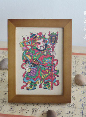 中国风特色礼品木板年画摆件童子门神郁垒神荼敬德秦琼门贴墙贴