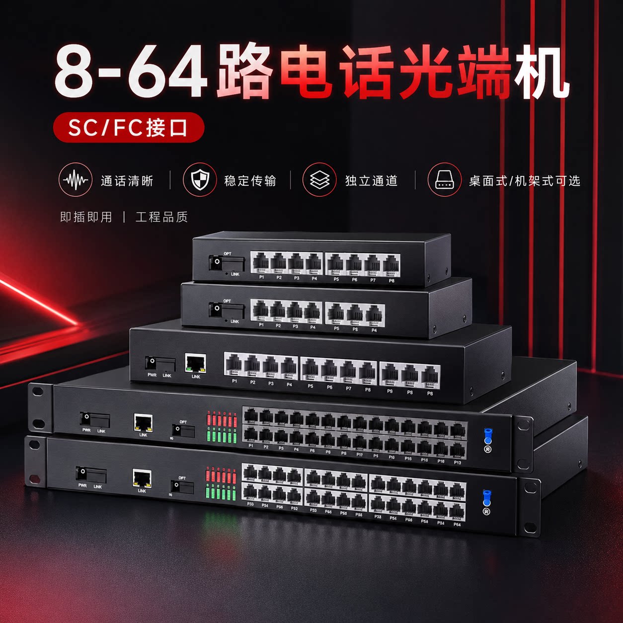 覆映电话光端机SC/FC稳连即插