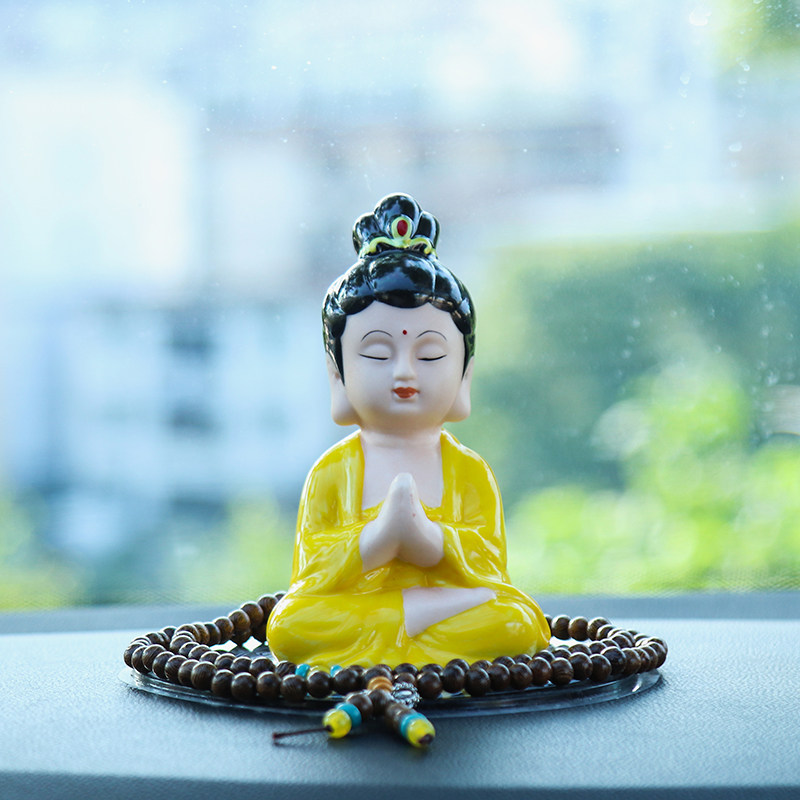 陶瓷精品观音佛像汽车摆件高档大气坐莲菩萨中控台装饰车载保平安