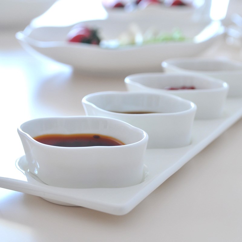 高级感吃碟味碟火锅烧烤调料碟陶瓷家用餐厅骨瓷碟子酱油碟四连