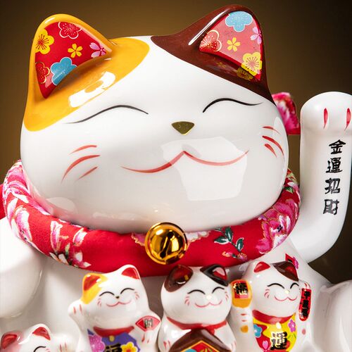招财猫流水摆件前台开业送礼自动招手发财猫创意礼品客厅桌面装饰