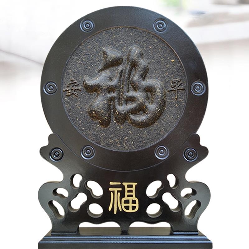 云南特色手工艺术品送礼普洱茶雕刻福字摆设件家居客厅办公室装饰