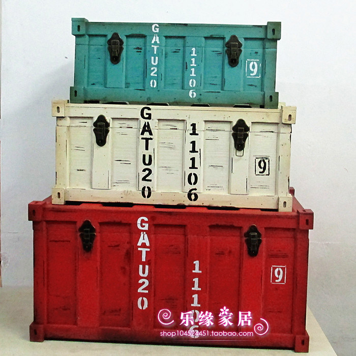 集装箱木箱 复古箱子 收纳箱 酒吧服装店橱窗陈列道具 室内装饰品
