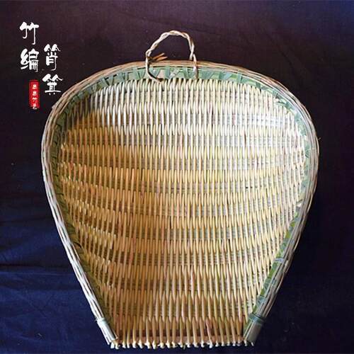 8/竹编农d家筲箕簸箕竹筛厨房竹篮青皮竹筐晾晒洗菜沥水手工装饰