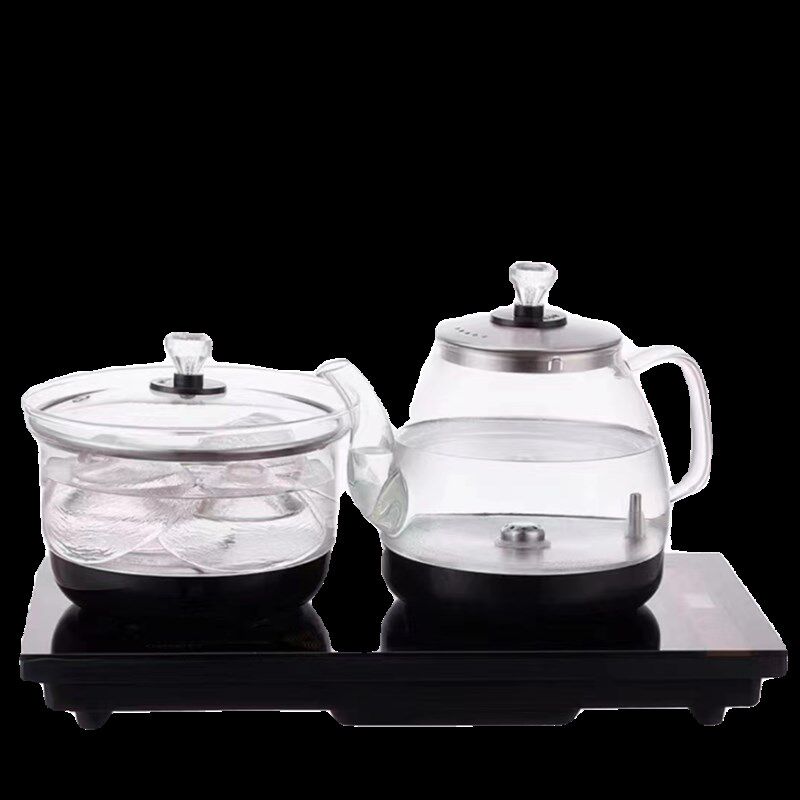 全自动无水柱底部上水玻璃家用烧水壶泡茶茶台茶具嵌入式一体套装