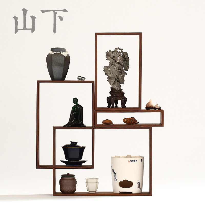 竹制百搭多宝格博古架茶具收纳展示架茶柜茶棚置物架摆件创意格子