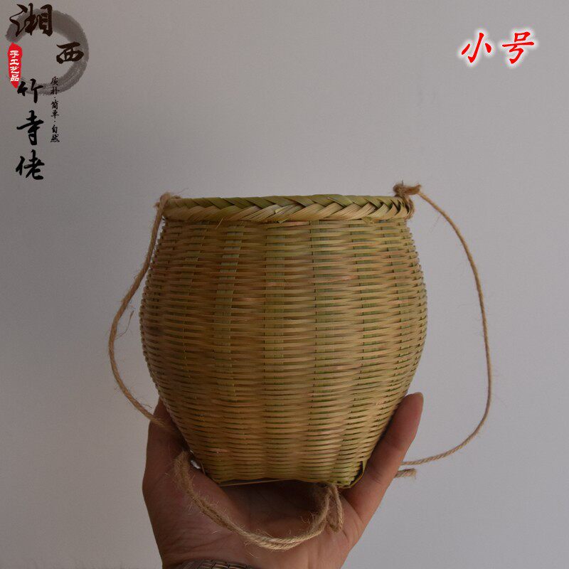 竹编小竹篓花篓子茶叶筐采儿童摘篓斜跨背篓插花装饰舞蹈道具包邮