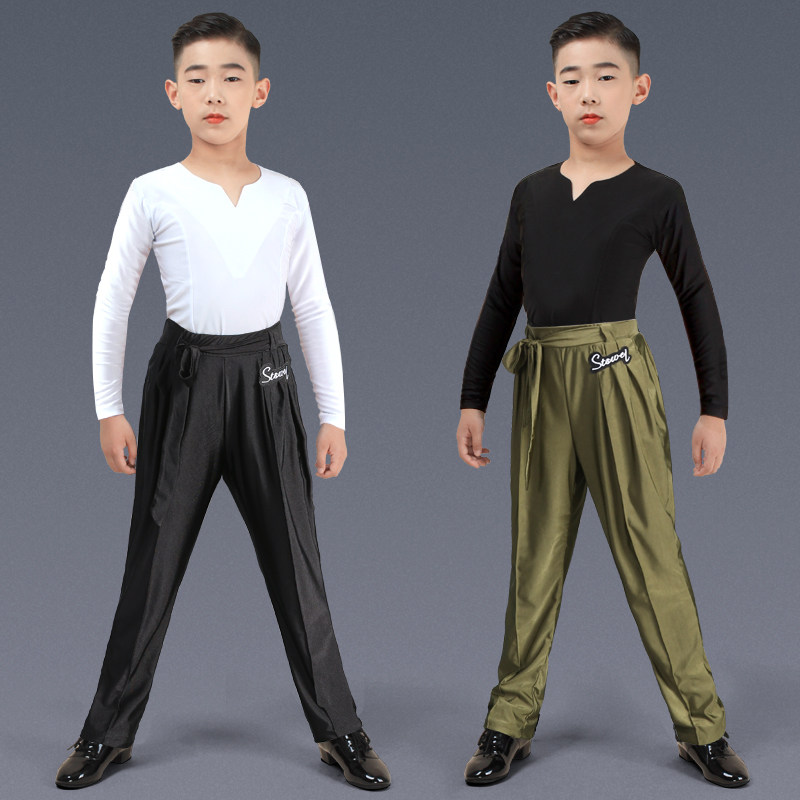 少儿男拉丁e舞服儿童男童男孩男生男款练功服长袖舞蹈服装套装秋