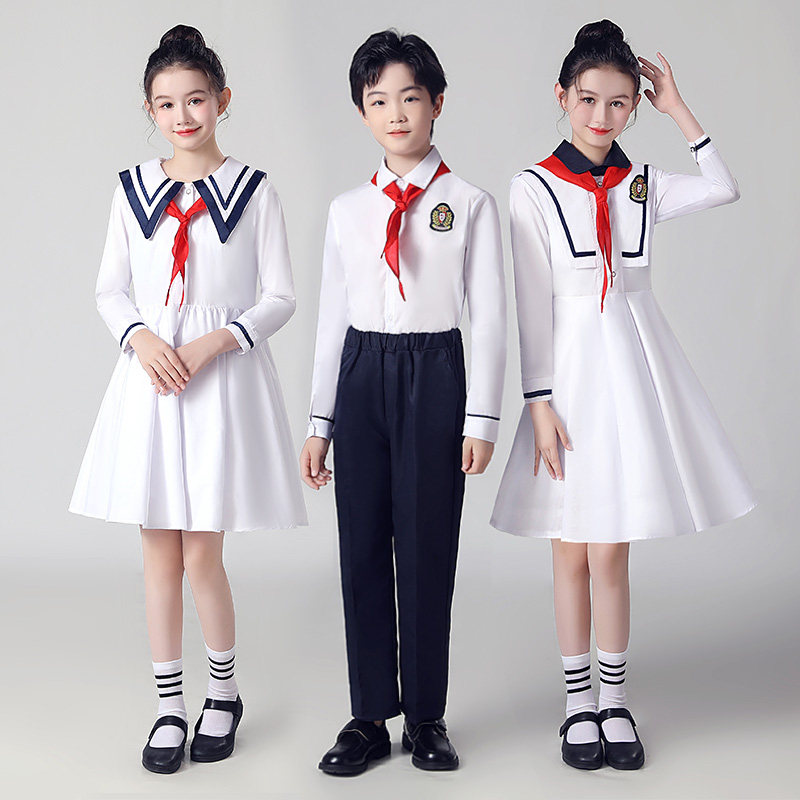 国庆儿童大合唱演出服中小学生园服班服诗歌朗诵主持人礼服表演服