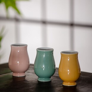 叶屿曼妙主人杯美人茶杯陶瓷色釉圆胖杯中式功夫茶具中国风品茗杯